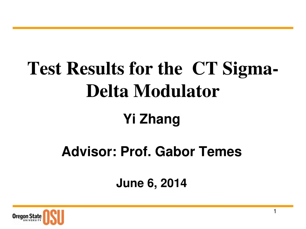 test results for the ct sigma delta modulator