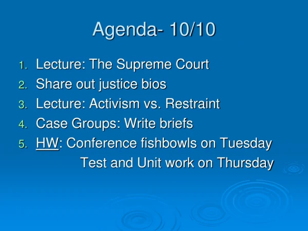 Agenda- 10/10