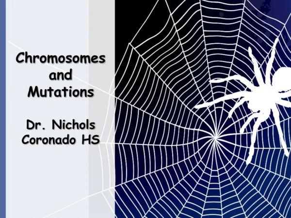 Chromosomes and Mutations D r. Nichols Coronado HS