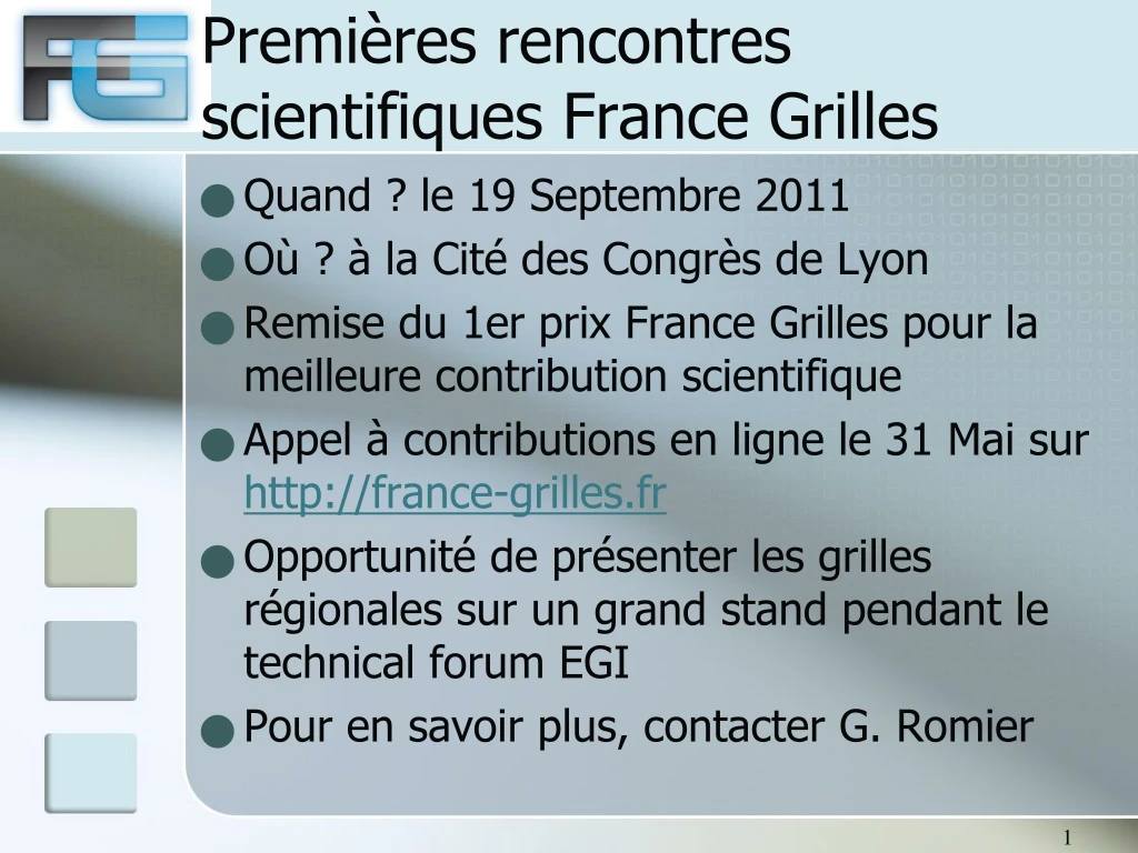 premi res rencontres scientifiques france grilles