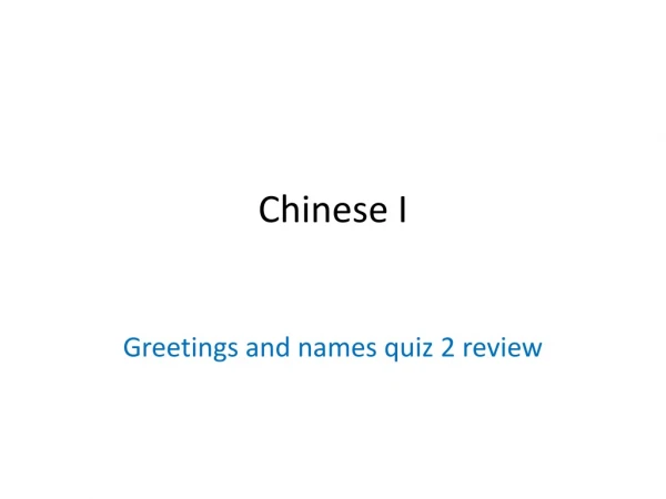 Chinese I