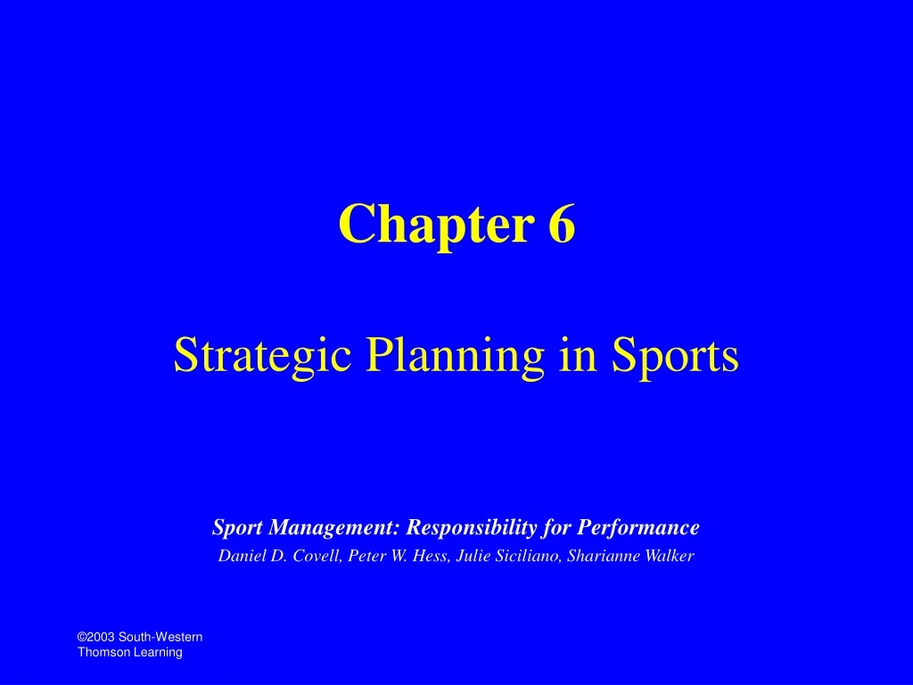 chapter 6 strategic planning in sports