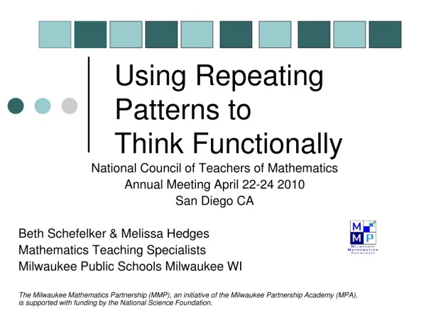 Using Repeating Patterns to Think Functionally