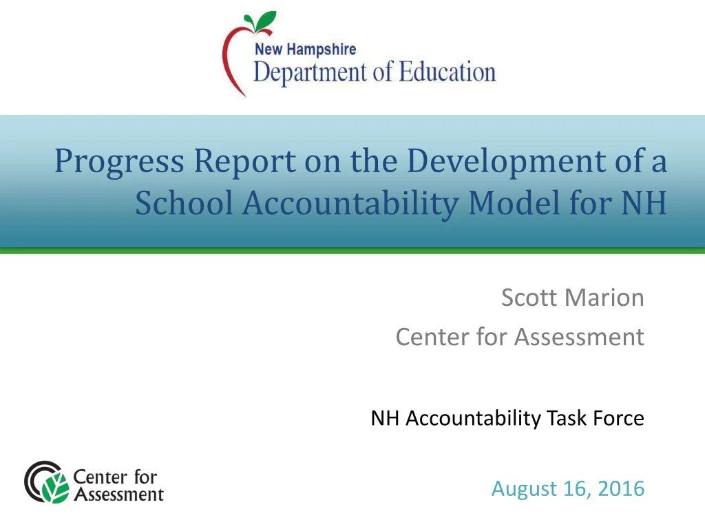 progress report on the development of a school accountability model for nh