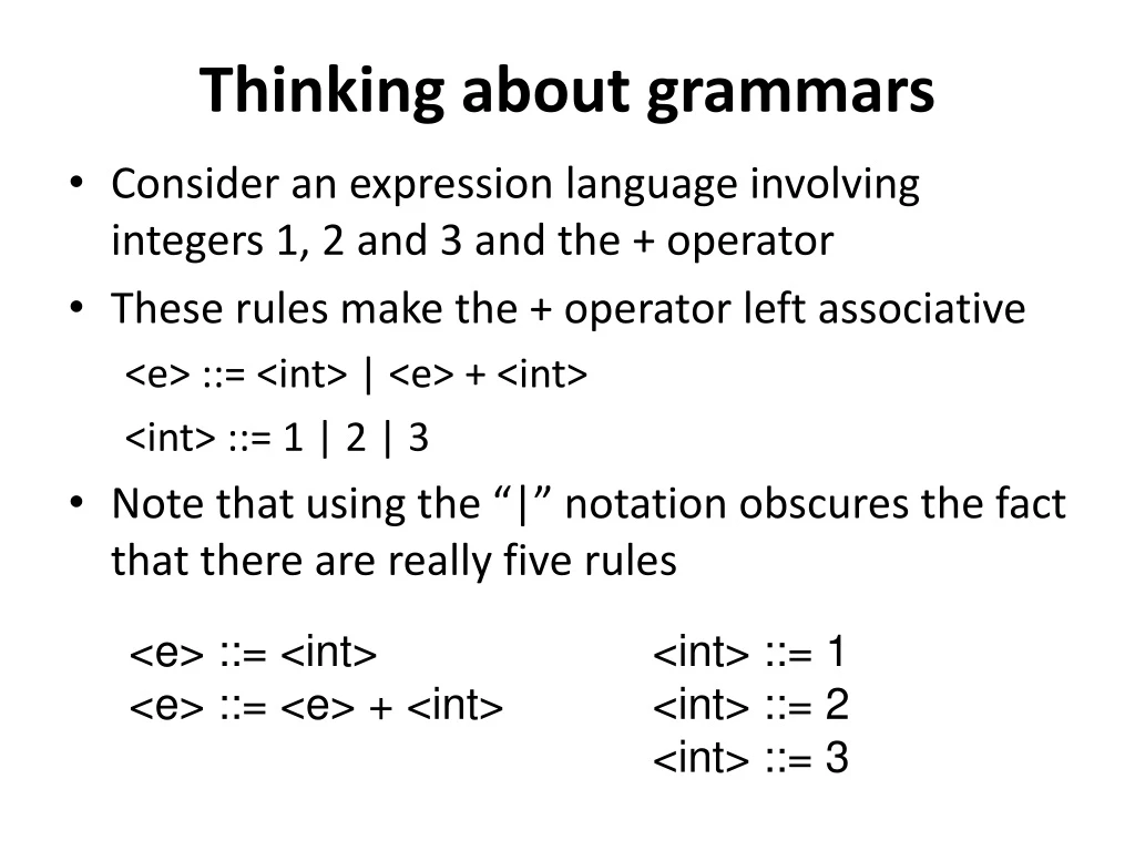 thinking about grammars