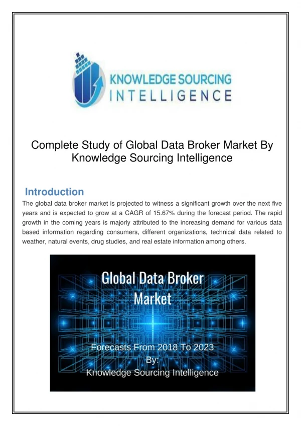 Global Data Broker Market | Industry Report | Forecasts till 2023