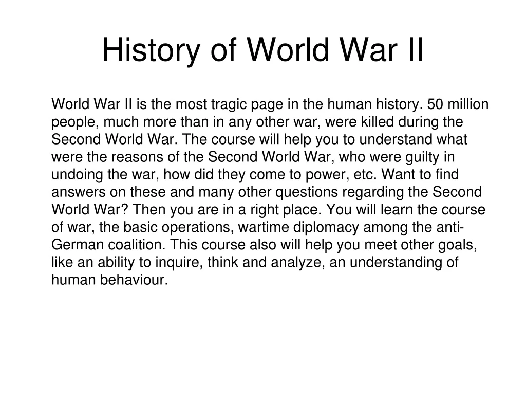 history of world war ii