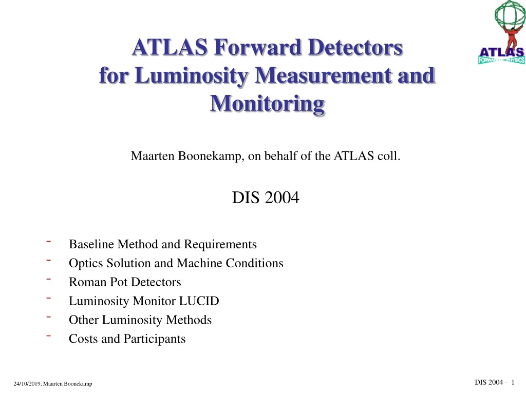 atlas forward detectors for luminosity measurement and monitoring