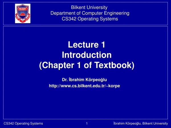 Lecture 1 Introduction (Chapter 1 of Textbook)