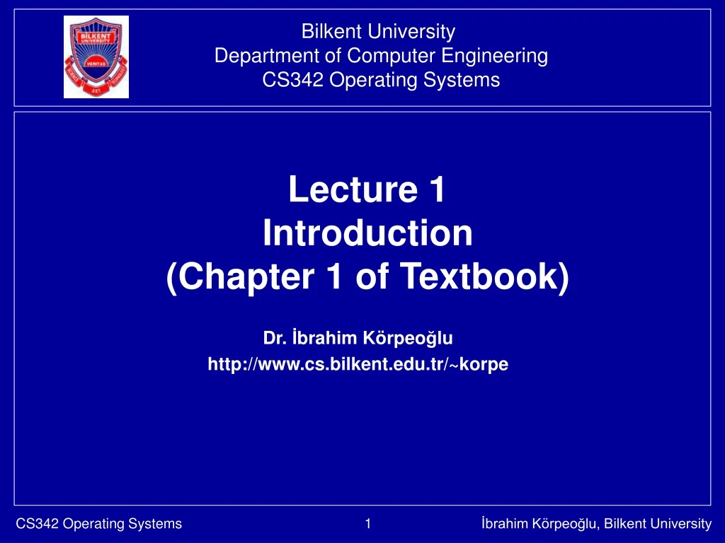 lecture 1 introduction chapter 1 of textbook