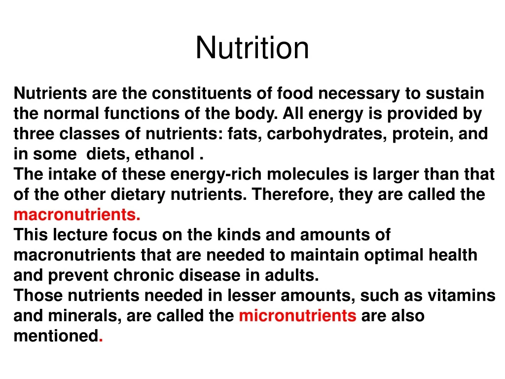 nutrition