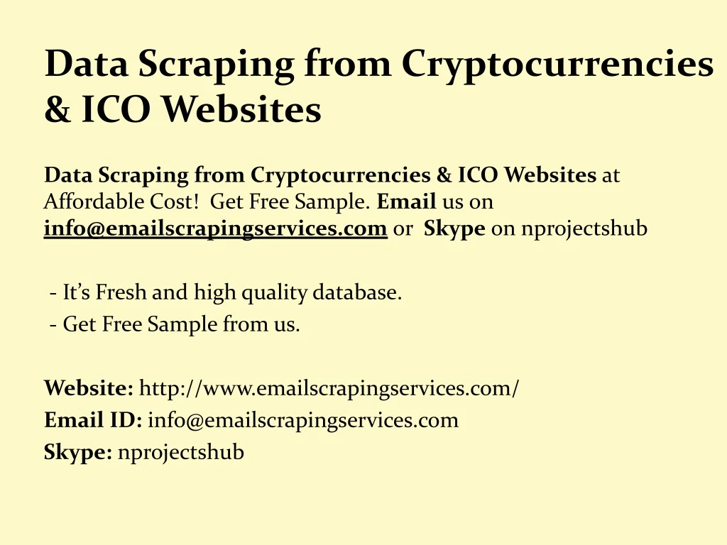 data scraping from cryptocurrencies ico websites