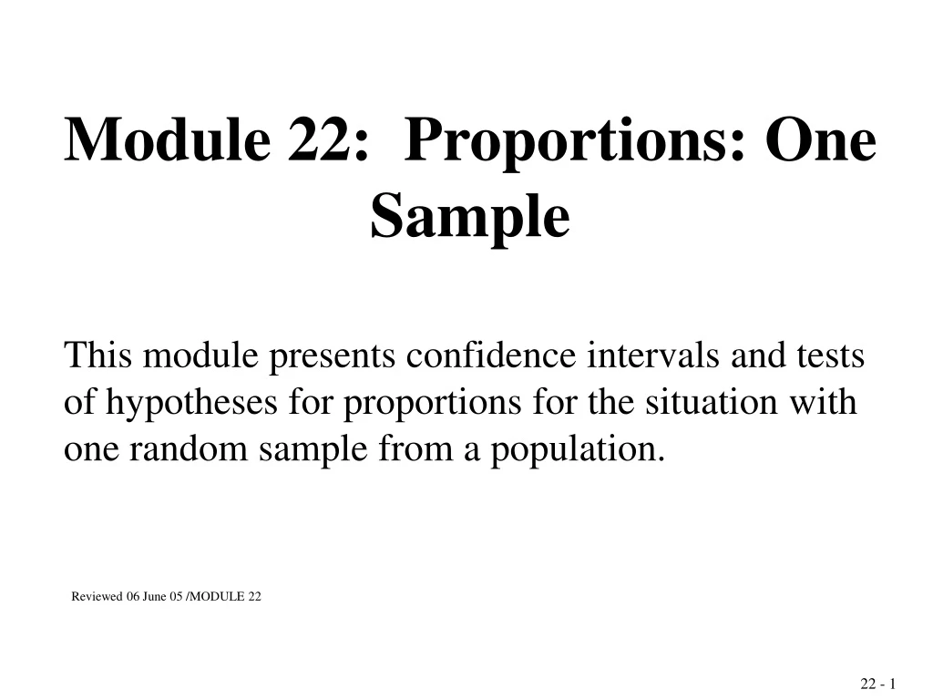module 22 proportions one sample