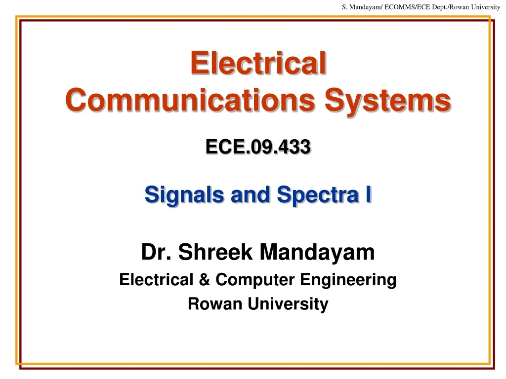 electrical communications systems ece 09 433