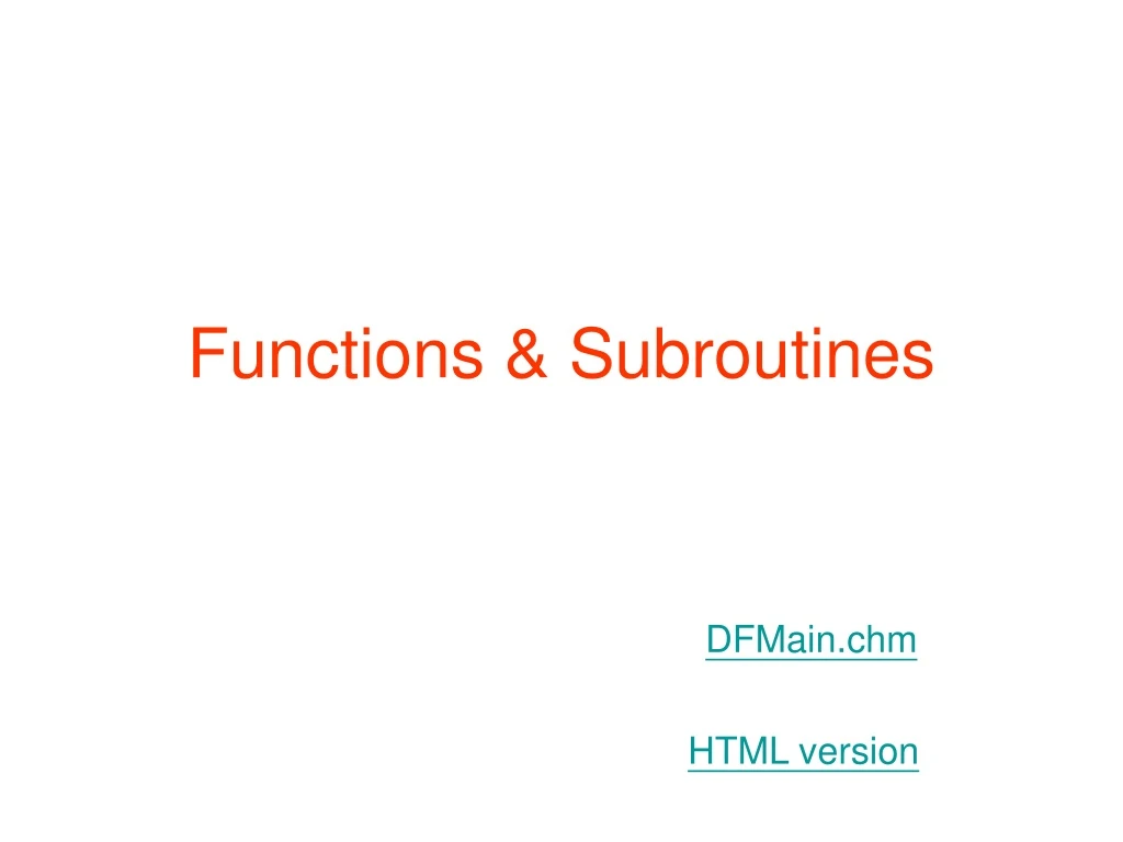 functions subroutines
