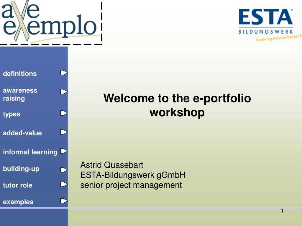 welcome to the e portfolio workshop