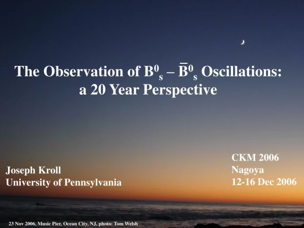 The Observation of B 0 s – B 0 s Oscillations: a 20 Year Perspective