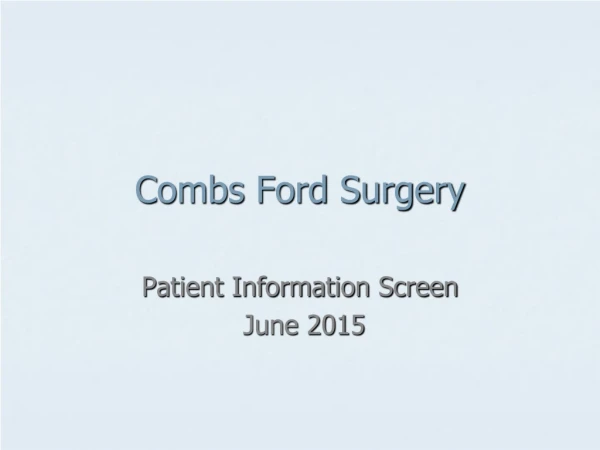 Combs Ford Surgery