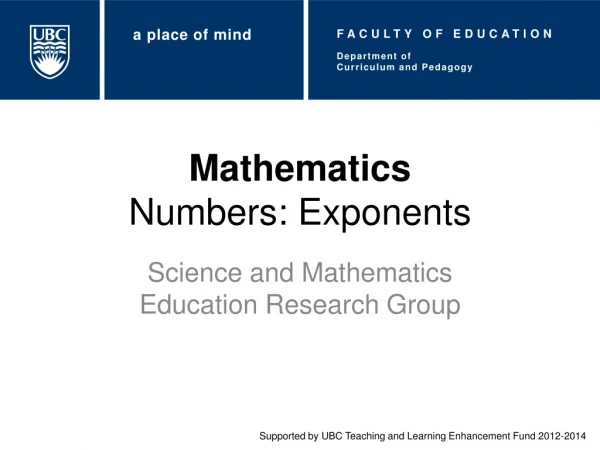 Mathematics Numbers: Exponents