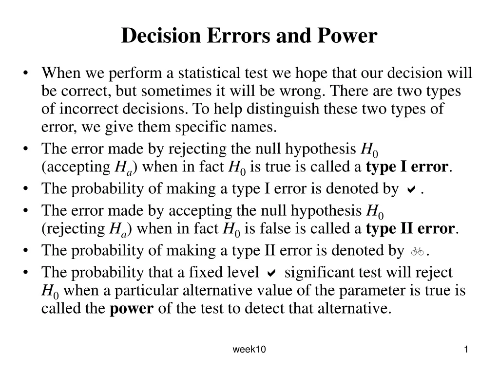 decision errors and power