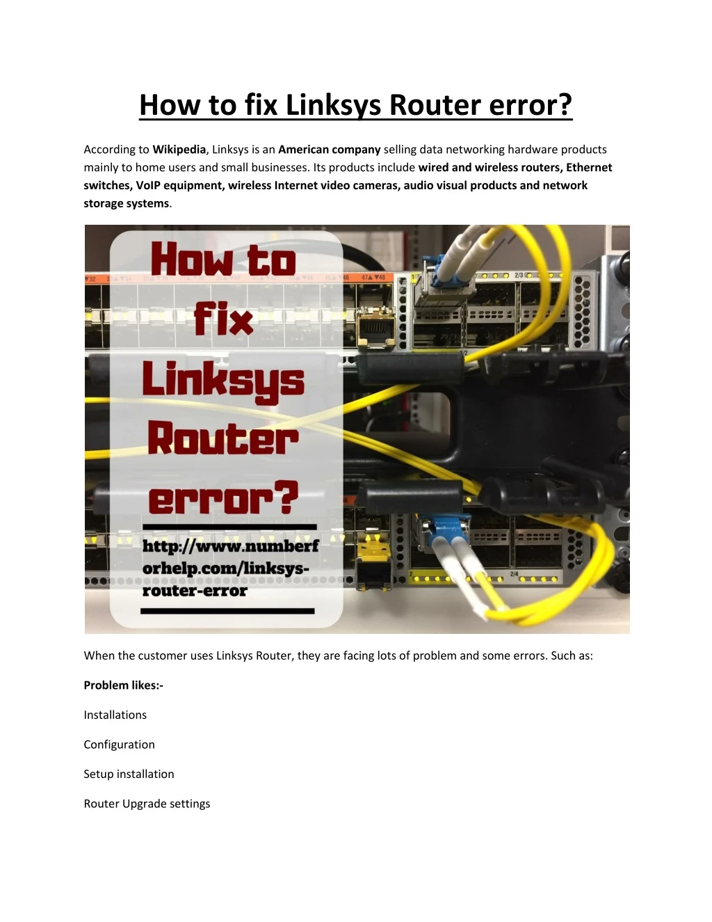 how to fix linksys router error