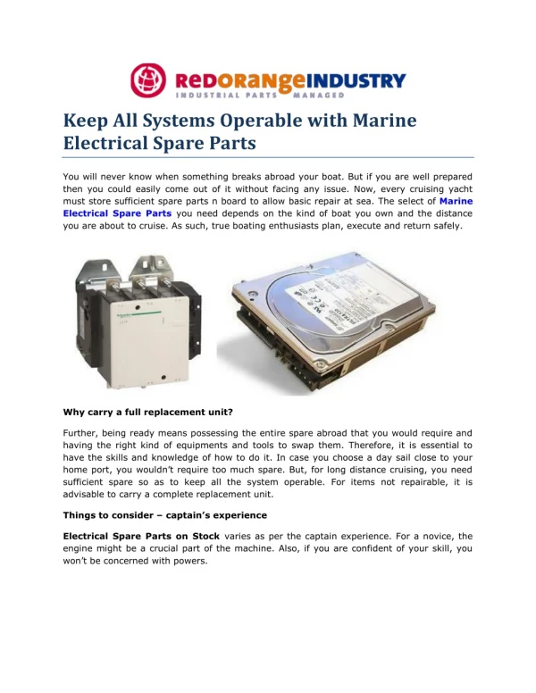 Marine Electrical Spare Parts