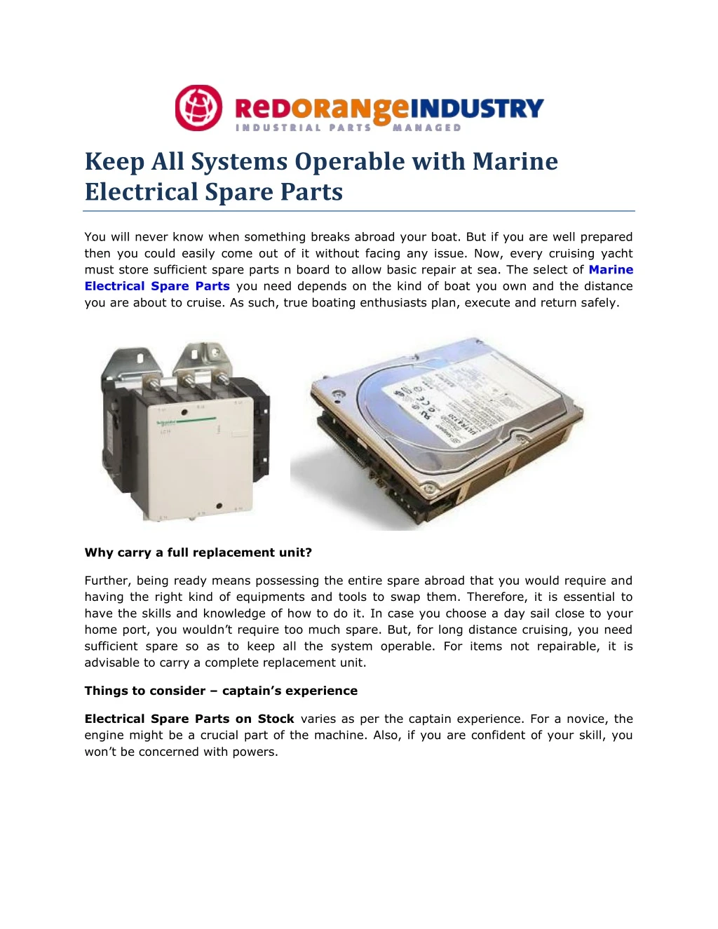 keep all systems operable with marine electrical