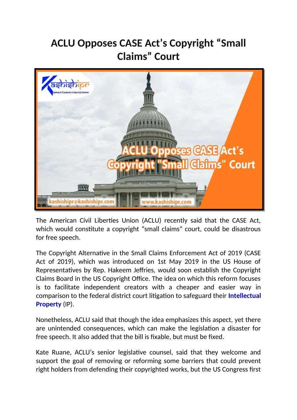 aclu opposes case act s copyright small claims