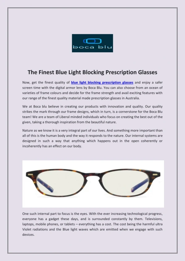 The Finest Blue Light Blocking Prescription Glasses