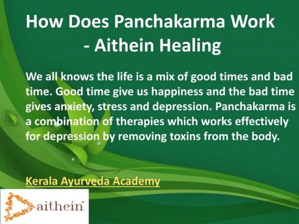 How Does Panchakarma Work- Aithein Healing