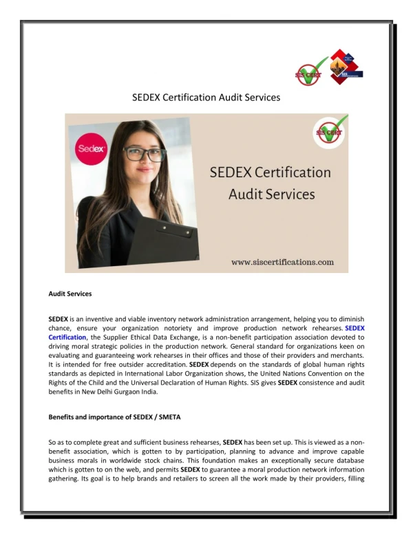 SEDEX Certification Audit Services