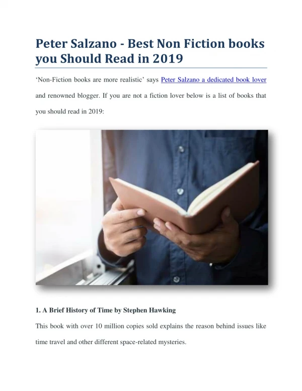 Peter Salzano - Best Non Fiction books you Should Read in 2019