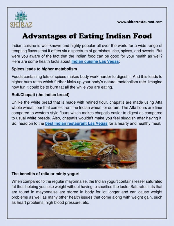 Advantages of Eating Indian Food