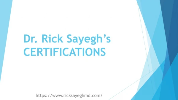 Rick Sayegh Certifications
