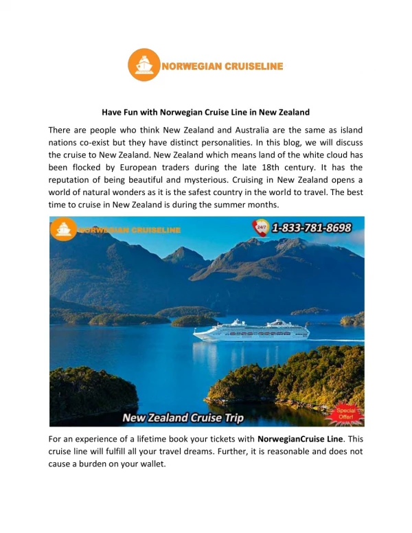 Have Fun with Norwegian Cruise Line in New Zealand