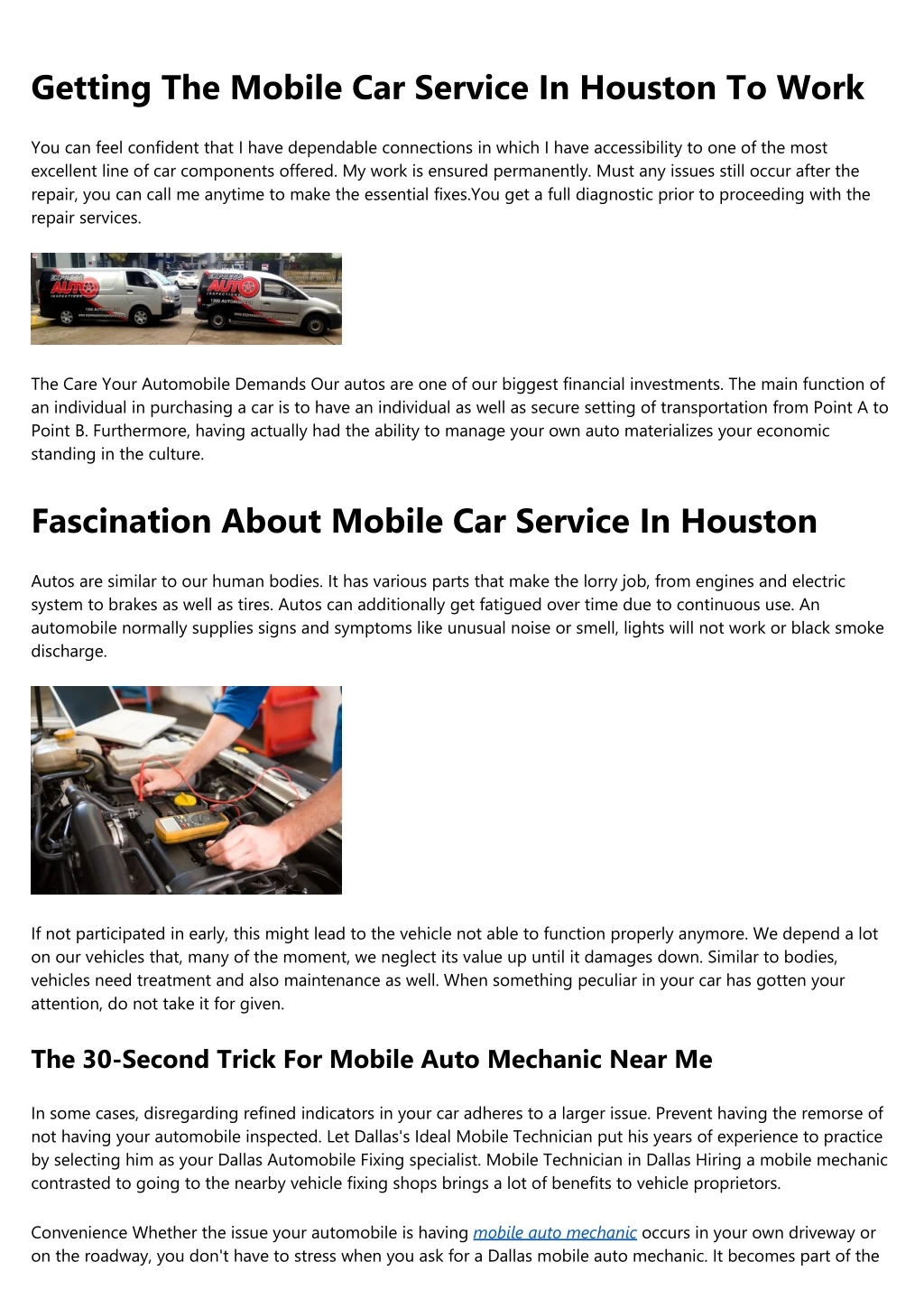getting the mobile car service in houston to work
