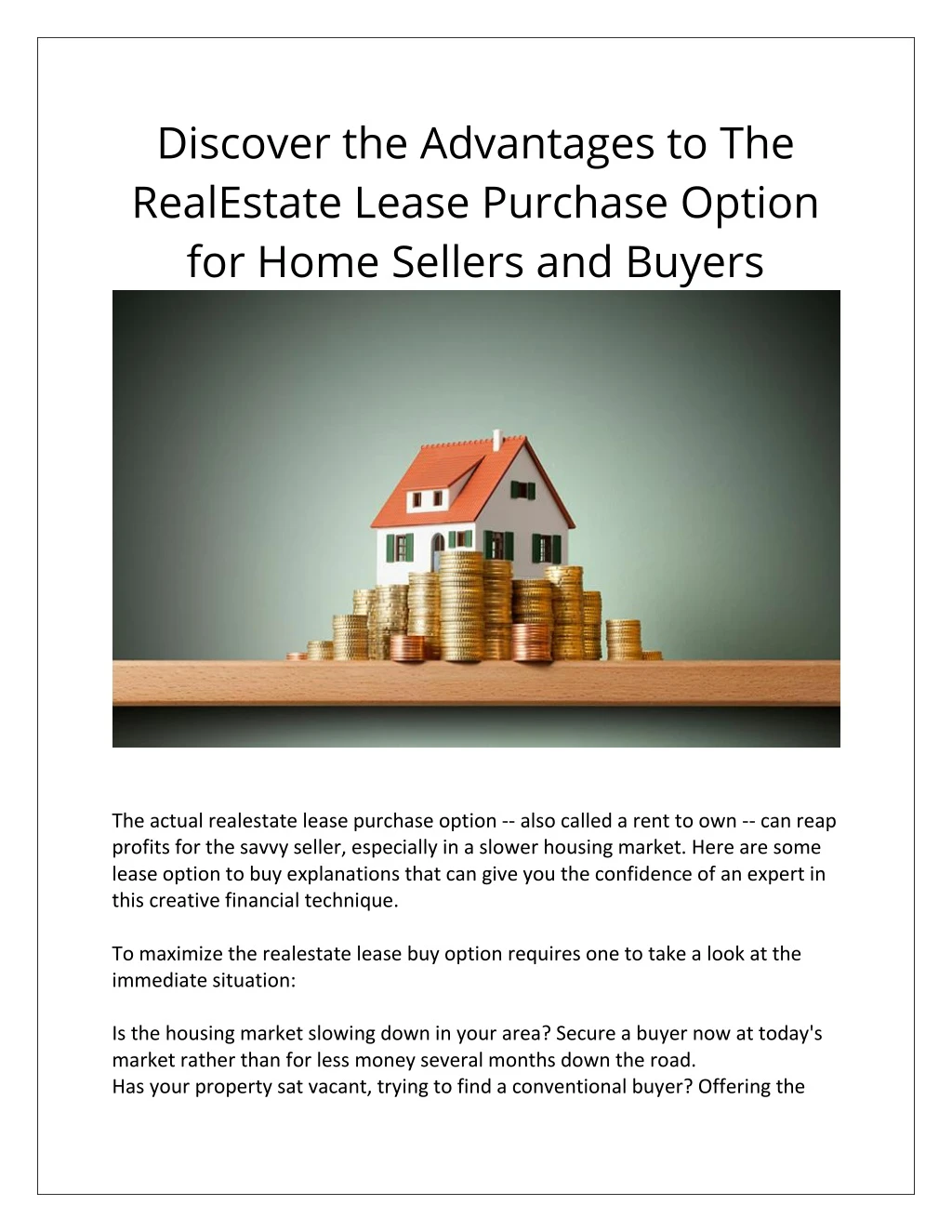 discover the advantages to the realestate lease