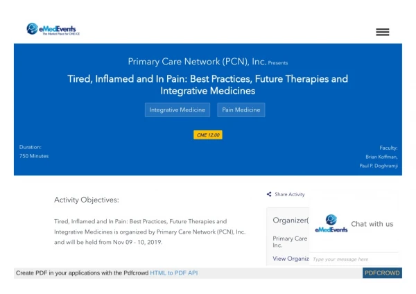 PCN Live Webinar - Tired, Inflamed and In Pain | eMedEvents
