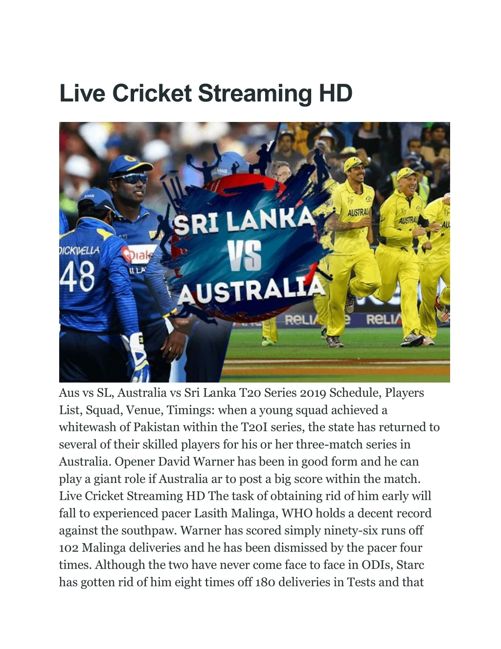 live cricket streaming hd