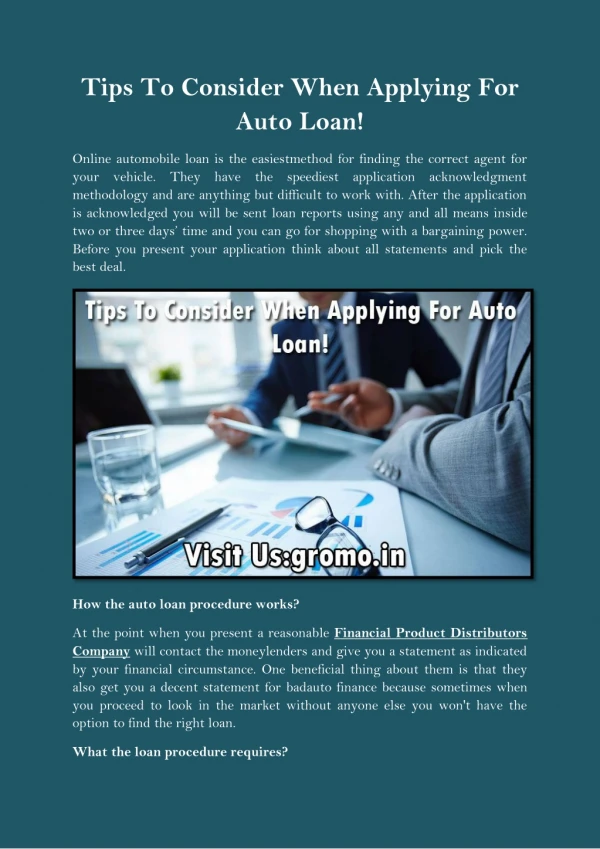 Tips To Consider When Applying For Auto Loan!