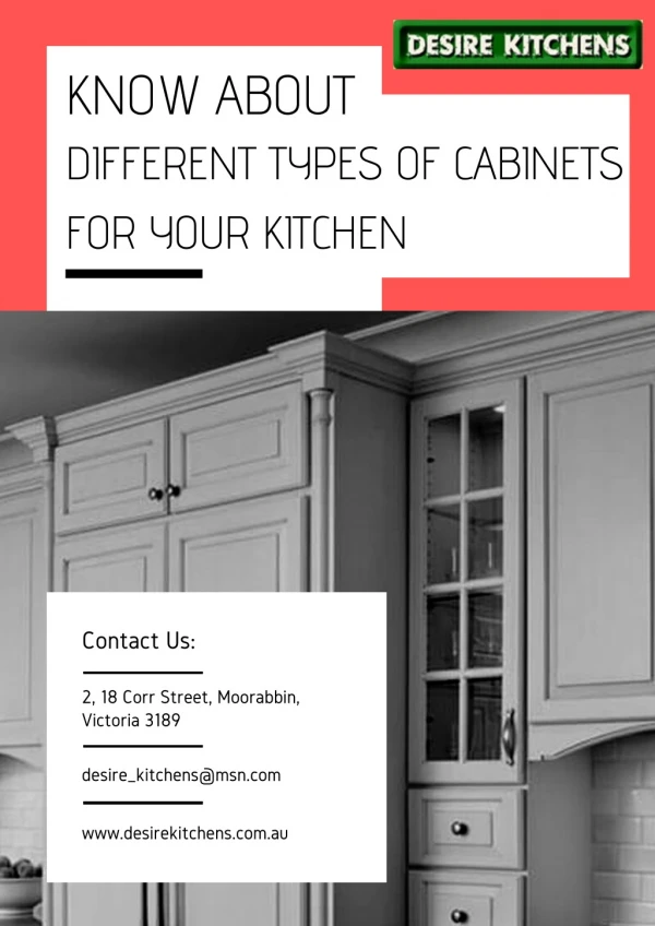 Know About Different Types of Cabinets for Your Kitchen