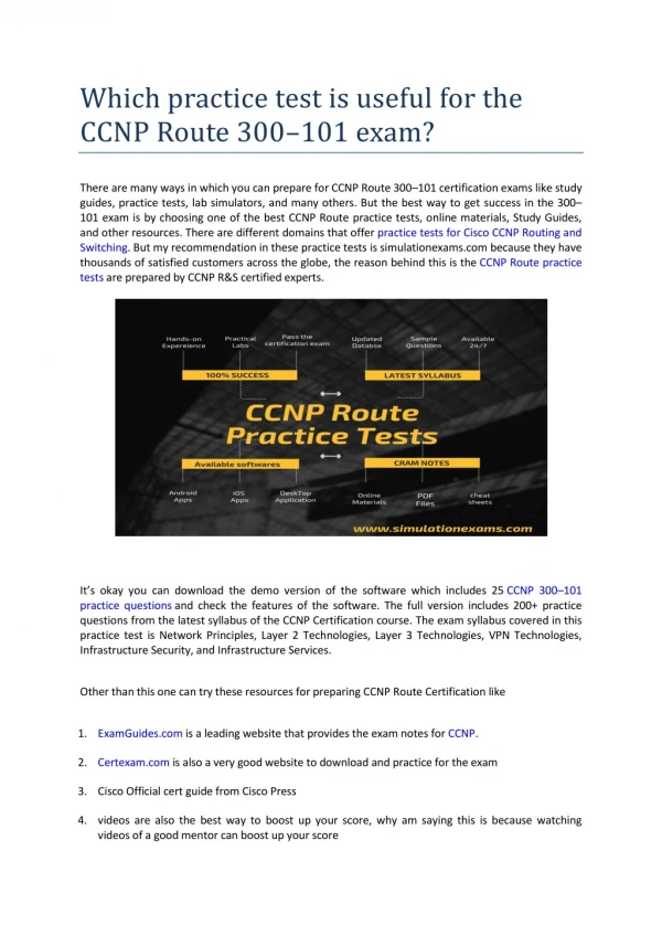 Cisco CCNP Route 300-101 Practice Exam Simulator