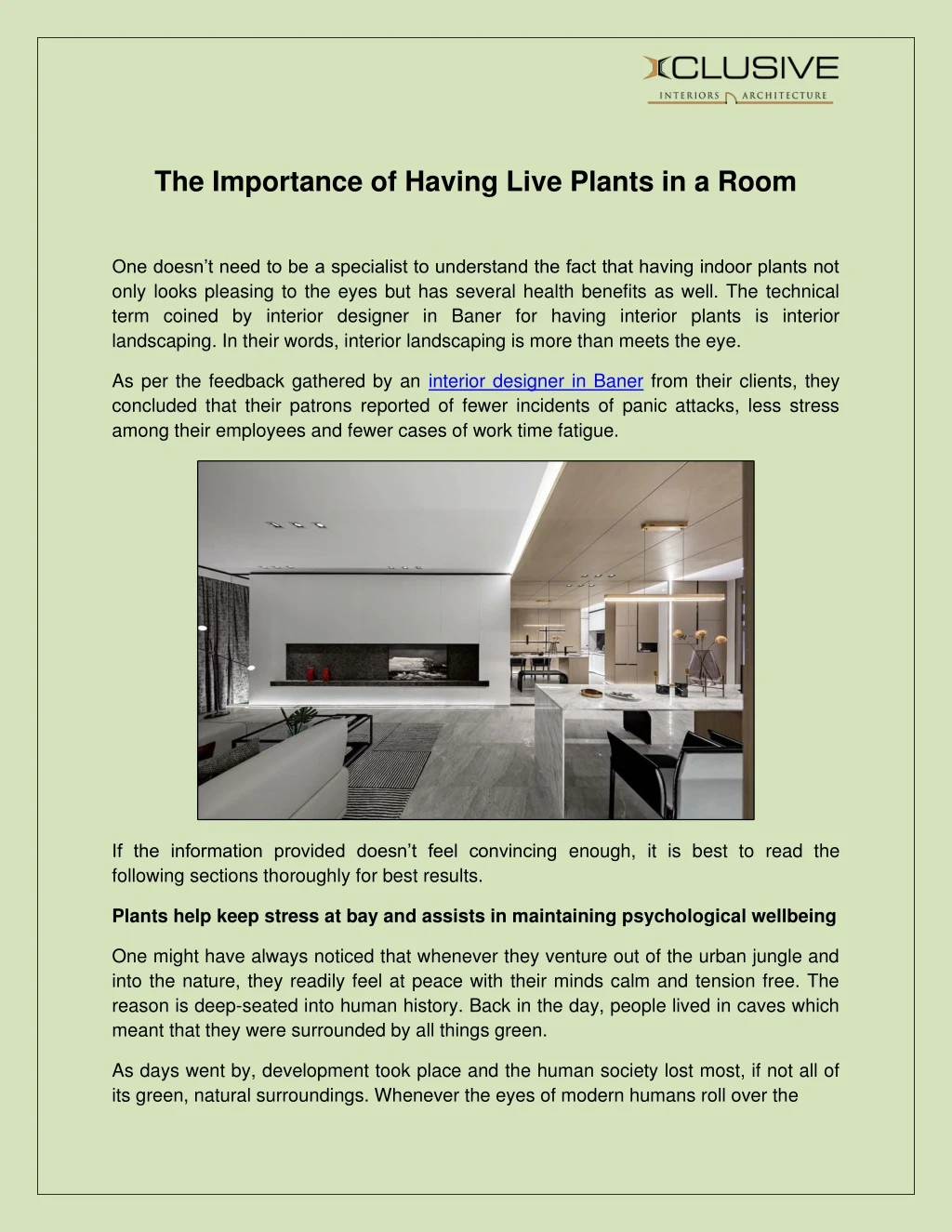 the importance of having live plants in a room