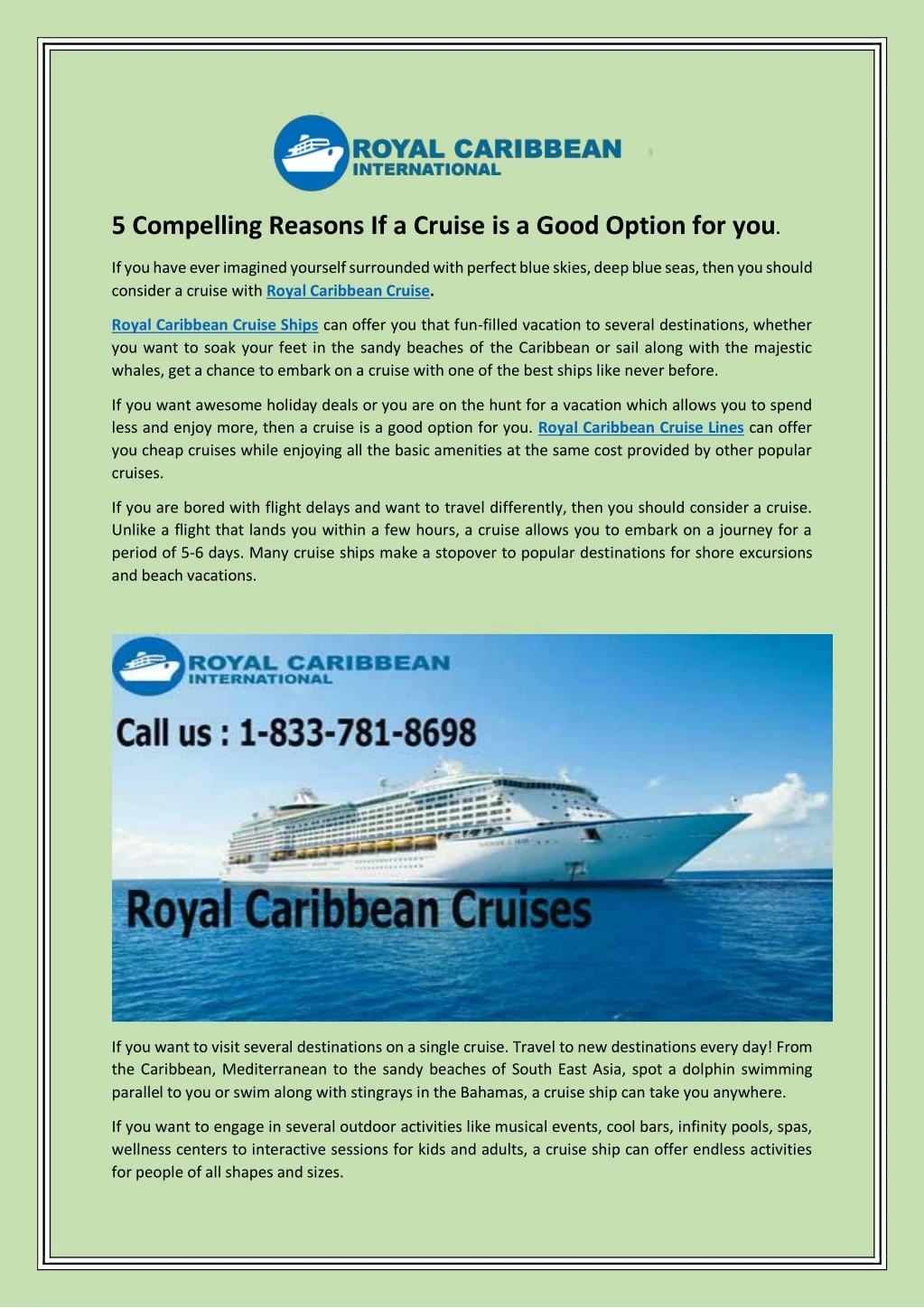 5 compelling reasons if a cruise is a good option