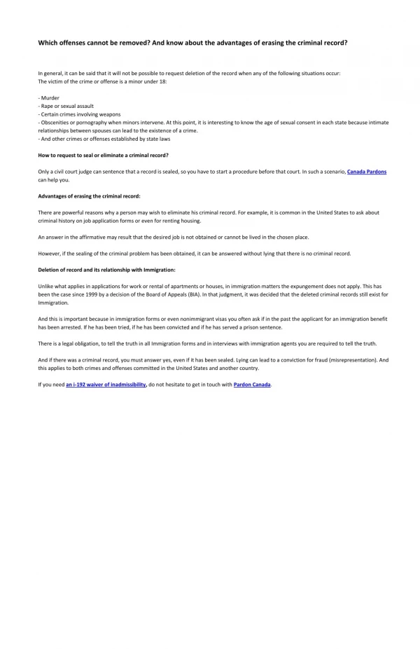 which offenses cannot be removed and know about