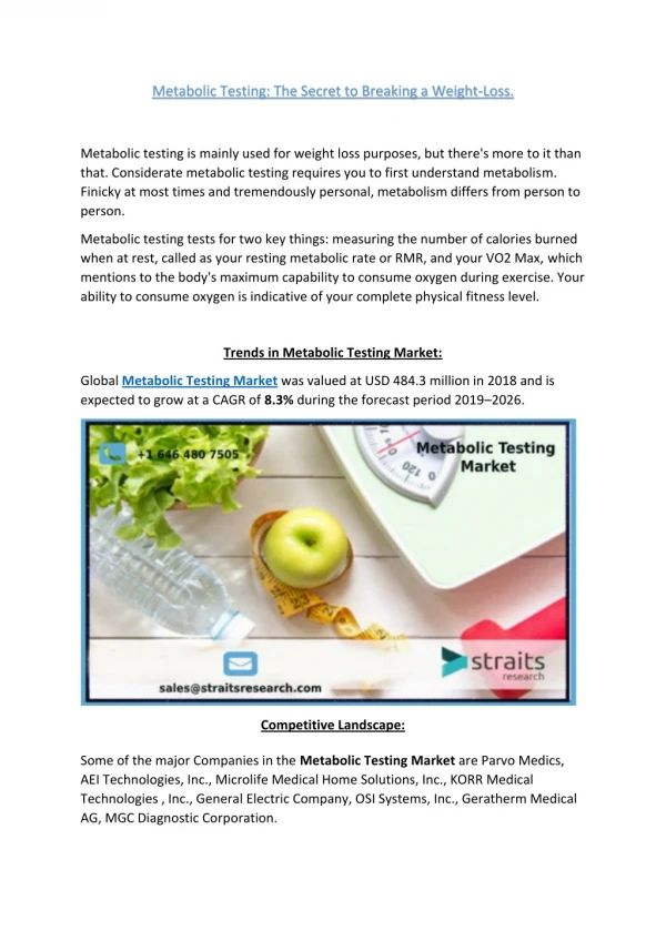 These Facts Just Might Get You To Change Your Metabolic Testing Market Strategy