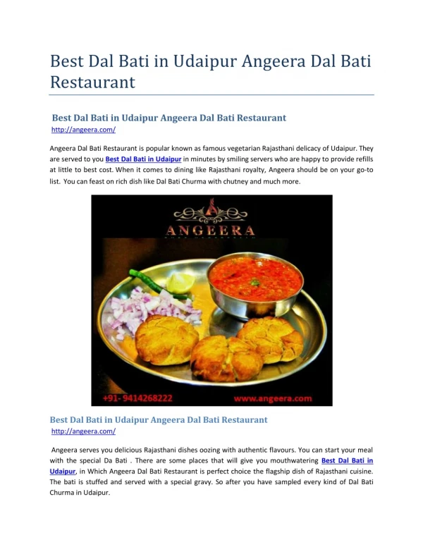 Best Dal Bati in Udaipur Angeera Dal Bati Restaurant