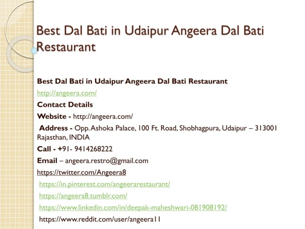 Best Dal Bati in Udaipur Angeera Dal Bati Restaurant