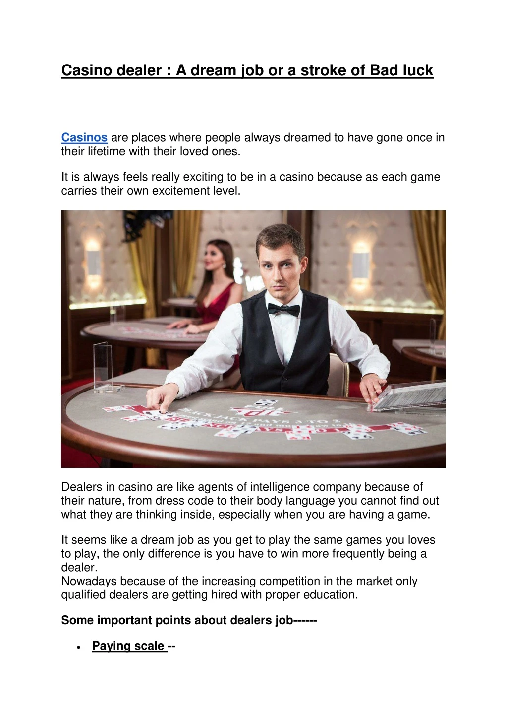 casino dealer a dream job or a stroke of bad luck