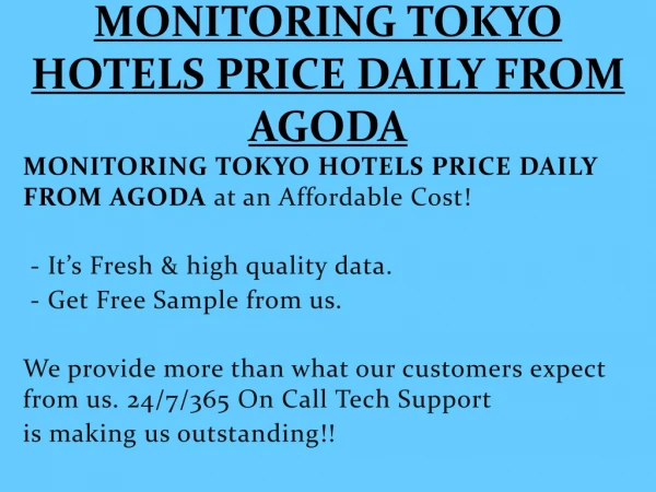 MONITORING TOKYO HOTELS PRICE DAILY FROM AGODA